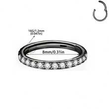 ADYJELY 1 pezzo Anello nasale a cerniera in acciaio inossidabile con CZ trasparente, 16G, anello a settore per setto nasale, labbra, sopracciglia, cartilagine, lobo, elice, daith, tragus, rook, piercing per orecchie e ombelico, anello per capezzoli, nero 6mm 8mm 10mm, gioielli per piercing per il corpo per donna e uomo