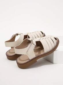 Nuevos zapatos de princesa de verano para niños de moda y lindos, parte superior tejida, sandalias retro transpirables y versátiles