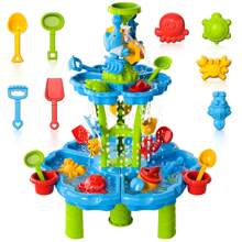 Lucky Doug Kids Sand Water Table 3-Tier Sand And Water Play Table Toys For Kids, Kids Beach Toys Play Table Outdoor Toys