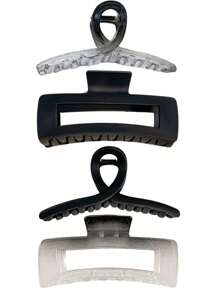 4pcs/Set Oversize Square Ombre Hair Claw Clips For Thick Hair, Minimalist Solid Color Hair Clips For Daily Casual Wear - Multicolor - View 10