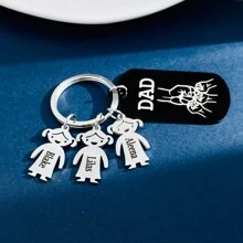 1入刻有1至3個名字的自定義鑰匙扣，個性化鑰匙扣附有DAD拳擊圖案，適合作為給父親的禮物 - 彩色 - 查看 11