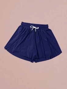 女式夏季高腰泳裤短裤带口袋松紧腰泳装比基尼泳裤泳衣海滩度假