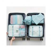 7-teiliges Polyester Reise-Aufbewahrungstascheset, minimalistischer Slogan-Grafik Gepäckpackorganisator für Reisezubehör, Herbstdekor für Zuhause, Reiseaufbewahrungstasche, Makeup-Tasche, Kosmetiktasche, Reise-Organizer, Makeup-Organizer mit großem Fassungsvermögen, Makeup-Koffer, für Lippenstifte, Pinsel, Hautpflege, Handy, Münzen, Kleinteile, für Zuhause, Geschenke, Urlaub und Feste wie Halloween, Weihnachten, multifunktional, Boho-Vibes