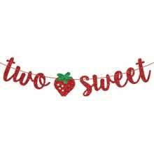 士多啤梨生日橫幅，閃爍浆果二歲生日，莓果主題生日派對裝飾，莓果蛋糕搗碎橫幅，甜蜜二歲橫幅 - 彩色 - 查看 7