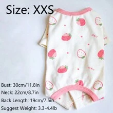 1件可愛草莓圖案的寵物四腳衣,適用於貓狗在所有季節穿著 - 粉色 - 查看 15