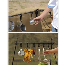 5pcs Outdoor Hanging Rack Strap Buckle Outdoor Camping Tool Moveable Storage Hook Detachable Crossbar Hook Tent Pole Strap Buckle - Black - View 4