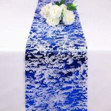 1入組閃亮鋁箔薄網桌布捲，派對、婚禮、聖誕節、感恩節、情人節的中央裝飾桌布 - 彩色 - 查看 40