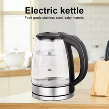 2L Electric Kettle Glass 360 Blue LED Illuminated Portable Jug Fast Heating - Black - View 7