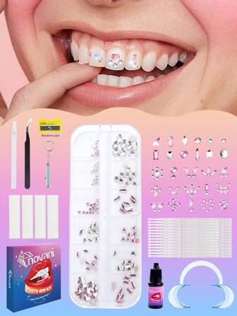 novani Tooth Gem Kit,Teeth Jewelry Kit With Glue And Light,Tooth Gems Kit For Teeth,Professional DIY Tooth Gem Kit,Fashionable Crystal For Teeth Sweet Smile Gems