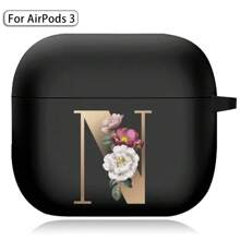 苹果耳机盒兼容 Airpods 第三代印刷金色字母柔软硅胶无线蓝牙耳机充电盒保护套 - AirPods 3rd (Black) - 查看 21