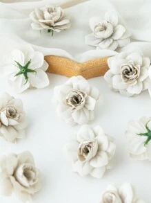 10/30 件人造玫瑰花头情人节和新年装饰 DIY 糖果盒配对新娘花束情人节丝绸秋季母亲节装饰花瓶用于家居装饰户外花园婚礼花束客厅 DIY 糖果盒花环假植物家居用品 - 淺灰色 - 查看 2