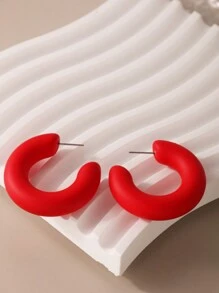 1 Pair Exaggerated Thick Chunky Acrylic Klein Blue Matte ABS Paint Hoop Earrings Suitable For Women's Daily Wear, European And American Style - Earrings - View 4