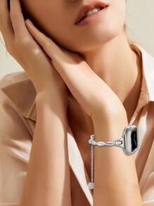 1 Piece Women's Rose Gold Cross Twist Full Rhinestone Zinc Alloy Apple Watch Strap Suitable For 38/40/41/42/44/45/49 Mm Compatible With Apple Watch Ultra/SE/8/7/6/5/4/3 /2/1