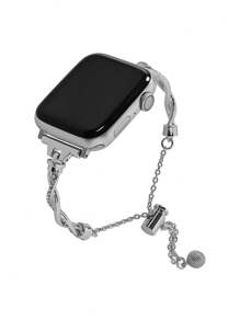 1 Piece Women's Rose Gold Cross Twist Full Rhinestone Zinc Alloy Apple Watch Strap Suitable For 38/40/41/42/44/45/49 Mm Compatible With Apple Watch Ultra/SE/8/7/6/5/4/3 /2/1