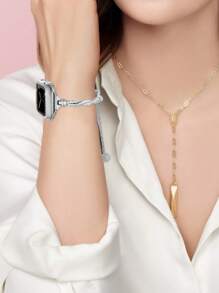 1 Piece Women's Rose Gold Cross Twist Full Rhinestone Zinc Alloy Apple Watch Strap Suitable For 38/40/41/42/44/45/49 Mm Compatible With Apple Watch Ultra/SE/8/7/6/5/4/3 /2/1