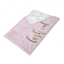 1 pieza Manta gruesa de felpa Coral de doble cara con impreso de un lindo y dulce rostro de chica con pestañas rizadas en color rosa - Material de forro polar de franela suave, cálido, acogedor y multiusos para oficina, viajes, camping, hogar y sofá - Adecuado para uso en las cuatro estaciones.