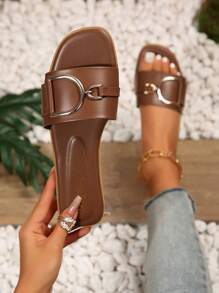 Women's Fashion Flat Sandals, Casual Summer Shoes With Stylish Buckle