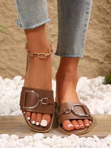 Women's Fashion Flat Sandals, Casual Summer Shoes With Stylish Buckle