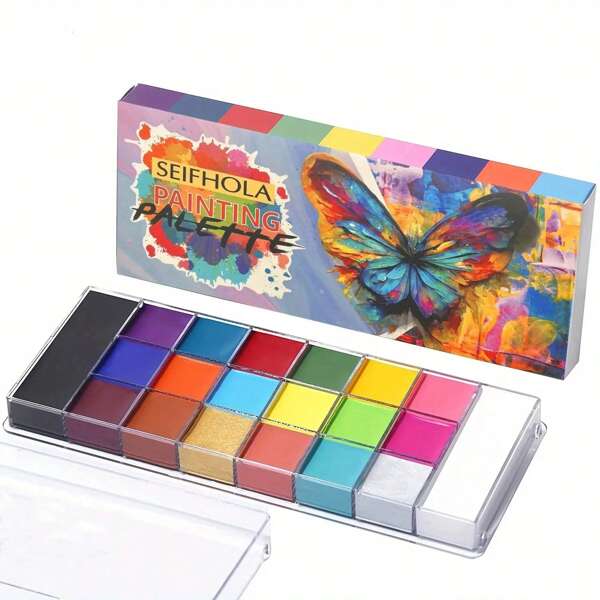 Pintura corporal de 20 colores, arte facial y corporal, adecuada para Halloween, Navidad, fiestas, festivales, discotecas, paleta de colores
