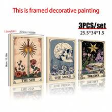 Set Of 3 The Sun The Moon The Star Tarot Card Print, Earthy Boho Set, Celestial Wall Prints, Astrology Posters, Mystical Tarot Card Art,Canvas Posters, Vintage Wall Decor, Funny Wall Art , Living Room Bedroom Office Kitchen Bathroom Decor Home Decor Christmas Decorations Christmas