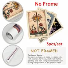 Set Of 3 The Sun The Moon The Star Tarot Card Print, Earthy Boho Set, Celestial Wall Prints, Astrology Posters, Mystical Tarot Card Art,Canvas Posters, Vintage Wall Decor, Funny Wall Art , Living Room Bedroom Office Kitchen Bathroom Decor Home Decor Christmas Decorations Christmas