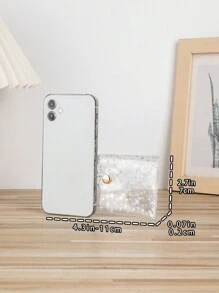 Semi-Transparent Star Print Button Card Holder - White - View 2