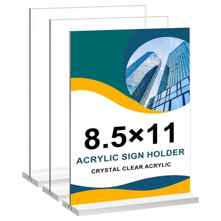 1pc 8.5 X 11in Acrylic Sign Holder Clear Display Table Signs Stand ...
