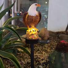 1入創意貓頭鷹/動物造型樹脂太陽能草坪燈，防水太陽能燈，建路燈光，適用於花園照明，夜間照明，園派裝飾性 - 白色 - 查看 14