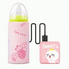 Funda calentadora de botella para automóvil con temperatura constante alimentada por USB, universal - Rosa - Ver 4