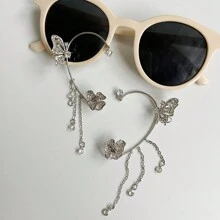 1 Paar Frauen Schmetterling Ohrmanschette Mit Strass Dekor Für Nicht Durchbohrte Ohren