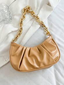 2024最新女士腋下包，時尚，高端質量，實色雲形摺紋設計，甜美風格在社交媒體上很受歡迎，適合名人、女士、情侶旅行、工作和辦公室、舞會、週末和度假，是必備的假日旅行物品，適合青少女、大學生、初學者和白領工人，非常適合辦公室、大學、工作、商業、通勤、戶外、旅行和休閒，時尚實用的女士商務休閒包，完美適合辦公室、商業和工作。 - 卡其色 - 查看 4