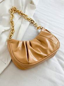 2024最新女士腋下包，時尚，高端質量，實色雲形摺紋設計，甜美風格在社交媒體上很受歡迎，適合名人、女士、情侶旅行、工作和辦公室、舞會、週末和度假，是必備的假日旅行物品，適合青少女、大學生、初學者和白領工人，非常適合辦公室、大學、工作、商業、通勤、戶外、旅行和休閒，時尚實用的女士商務休閒包，完美適合辦公室、商業和工作。 - 卡其色 - 查看 3