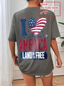 Customized Gift For Christmas, Thanksgiving, Women's T-Shirt - Add Your Own Text/Image (Slogan, Name, Badge, Company Logo, Family Photo, Selfie) To Design Your Personalized Printed T-Shirt, Anniversary, Valentine's Day, Christmas, Thanksgiving, New Year Pattern, Baby/Couple/Family/Pet Photo, Custom T-Shirt - Dark Grey - View 3