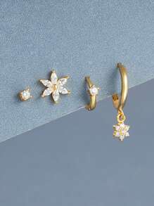 4Pcs Flower 925 Sterling Silver Earring For Women Fresh Style Stud Earring Suitable For Party Bridal Jewelry Valentines