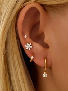 4Pcs Flower 925 Sterling Silver Earring For Women Fresh Style Stud Earring Suitable For Party Bridal Jewelry Valentines