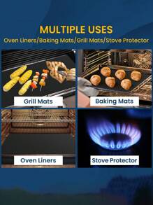 烤箱底部垫，2 包重型电炉盖，耐热炉灶保护垫，空气炸锅烤架烘焙垫，可重复使用的燃气烤面包机微波炉滴水垫