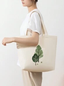 1 pieza Bolsa de lona portátil de gran capacidad, de color beige sólido, adecuada para niñas, estudiantes de secundaria/preparatoria/universidad para la escuela, el camino al trabajo, vacaciones; adecuada para trabajadores de oficina, empleados de cuello blanco para el trabajo, el camino al trabajo, negocios, viajes de vacaciones