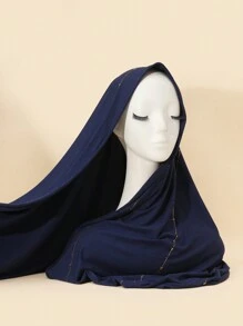 1 Piece Women's Hot Diamond Plain Jersey Soft Headscarf Arabic Casual Long Scarf Conservative Solid Color Headscarf Suitable For Daily Use
