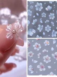 2024 Neue Mode Blumen Prägung Nail Art Sticker, glamouröse gefrorene Kamelien Blumen Nail Decals für Frauen