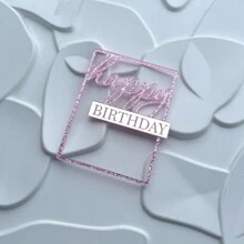 1 pieza Decoración de pastel acrílica para el costado de la torta con topper de pastel 'Feliz cumpleaños' de doble capa para suministros y decoración de fiestas de cumpleaños - Multicolor - Ver 9