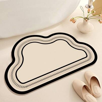 1pc Thickened Camel Cloud Shaped American Retro Style Rubber Bathmat, 0.35cm Thick, Strongly Water-Absorbent, Soundproof, Durable, Machine-Washable, Soft, And Easy To Care Home Decor Carpet. Can Be Used In Various Areas Of Bathroom Like The Bathroom Entrance, Bathtub Area, Shower Room Entrance, Etc.