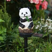 1入創意貓頭鷹/動物造型樹脂太陽能草坪燈，防水太陽能燈，建路燈光，適用於花園照明，夜間照明，園派裝飾性 - 白色 - 查看 12