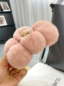 1pc Plush Soft Hair Claw Clip,Women's Hair Claws, Suitable For Daily Use Cute,Pink Accessories Valentine's Day - Hot Pink - View 8
