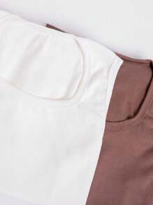 TS SHEIN Premium American Ribbed Tank Top USA Black White Brown Coffee Beige Blue Gray Black Ribana - trắng - Xem 3