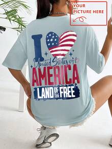 Customized Gift T-Shirt - Add Your Own Text/Image (Slogan/Quote/Name/Badge/Company Logo/Family Photo/Selfie) To Design Your Personalized Printed T-Shirt, Anniversary Gift, Valentine's Day, Christmas, Thanksgiving, New Year Patterns, Baby/Couple/Family/Pet Photos, Customized T-Shirt,Ornamental,Dawg,Unique,Custom,Ideal Gifts For Her,Family,Friends,Pink Girls,For Holiday,For Vacation,For Anniversaries,Customized Women Tops,Street Casual Chic