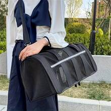 寵物旅行攜帶袋，便攜式寵物袋，可折疊布料寵物攜帶人，適用於狗或貓的旅行攜帶袋，帶有鎖定安全拉鍊的寵物籠，符合航空公司要求 - 黑色 - 查看 7