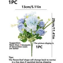 1PC/3PCS Artificial Flowers Silk Hydrangea Bouquets Fake Tea Roses For Autumn Wedding Vase For Home Dining Room Bedroom Decorations, Festival Birthday Party Accessories, Outdoor Garden Decorations, Valentine Day, Gift Home Decor Christmas Decorations Christmas - Blue - View 3