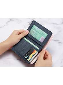 Cute Slim Malist Front Pocket Wallet PU Leather Card Cases Sleeve Cards Folded Note Storage Organizer Case With Window Women Thin Travel Accessories Photo Black Pink Card Holder Wallet Business Card Holder Credit Card Holder Id Card Holder For Men Mini Wallet Card Wallet - Multicolor - View 2