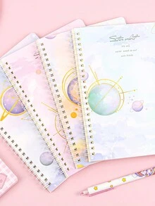 3pcs Random Cartoon Coil Notebook Cute Creative A5 Loose-Leaf Journal Stationery, Wholesale Highly Attractive Horizontal-Line Student Diary - Multicolor - View 1