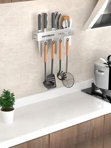 1入組刀具收納架，多功能廚房器具架，掛牆式廚房用具架帶鉤掛，可存放筷子刀具架，廚房小工具，實惠商品 - 彩色 - 查看 12